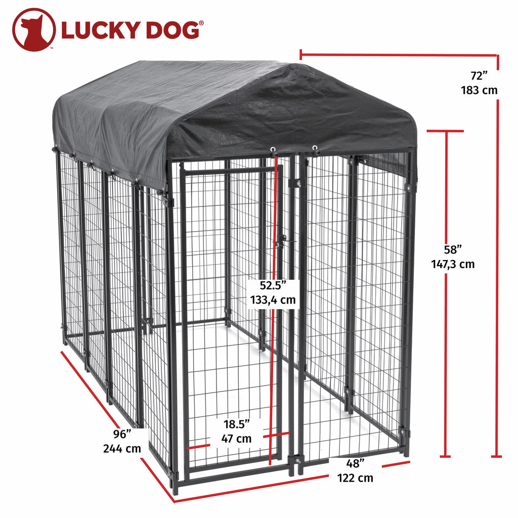 8ft x 4ft x 6ft Black Outdoor Dog Kennel with Cover A408