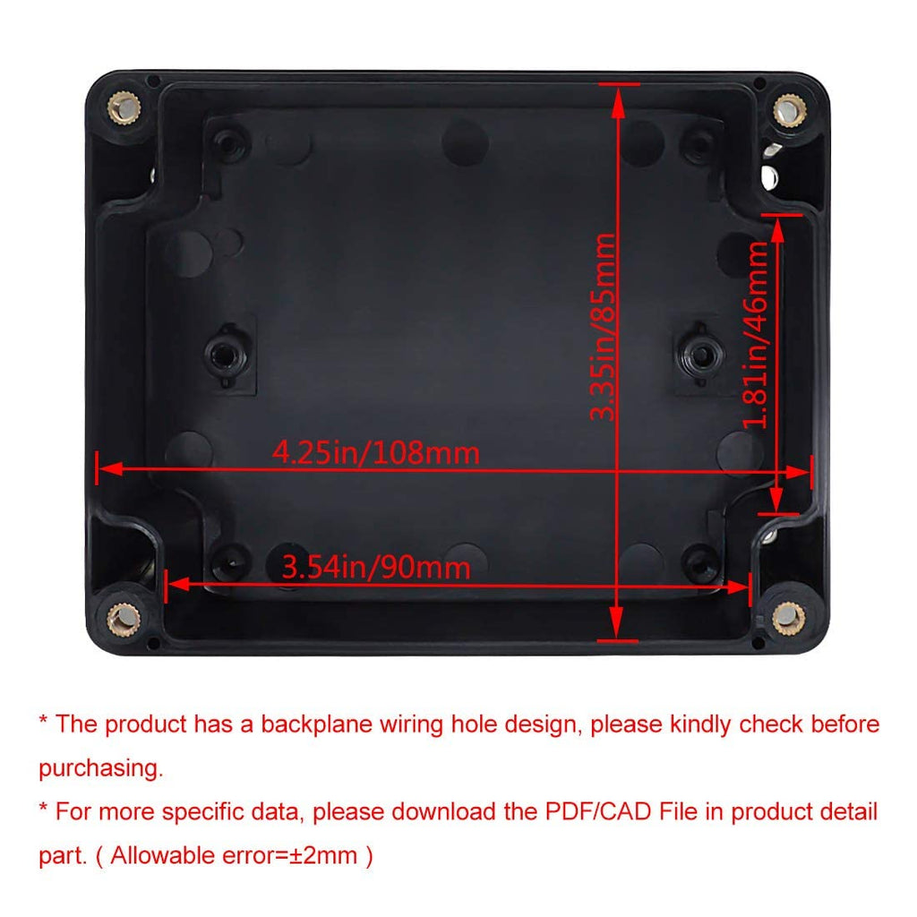 ABS Plastic Electrical Project Box Black 4.5 x 3.5 x 2.1 inch D742573