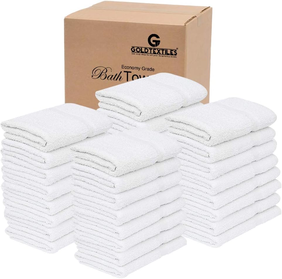 120 Pcs White Cotton Blend Bath Towel 24x48 Inch B460765