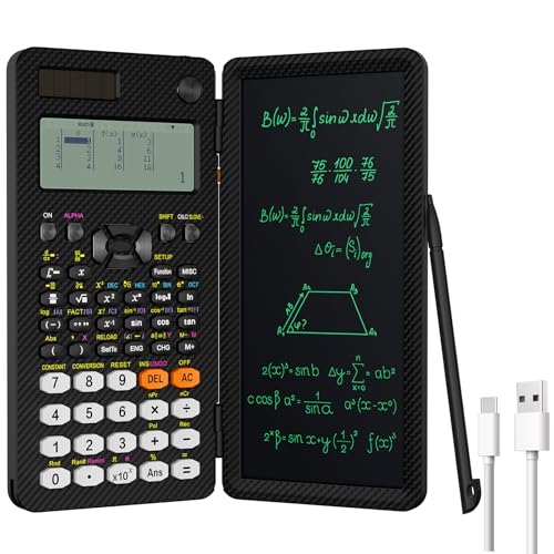 Black Rechargeable Scientific Calculator with Writing Pad and Hard Case Z12875