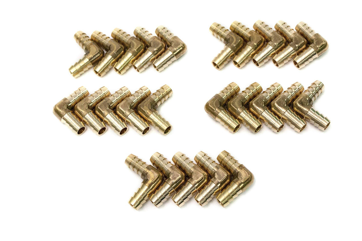 90 Deg Elbow Brass Barb Fitting 3/8x22 (Pack of 25) L34069