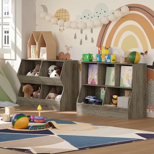4 Cubby Wooden Toy Storage Bookshelf M746463