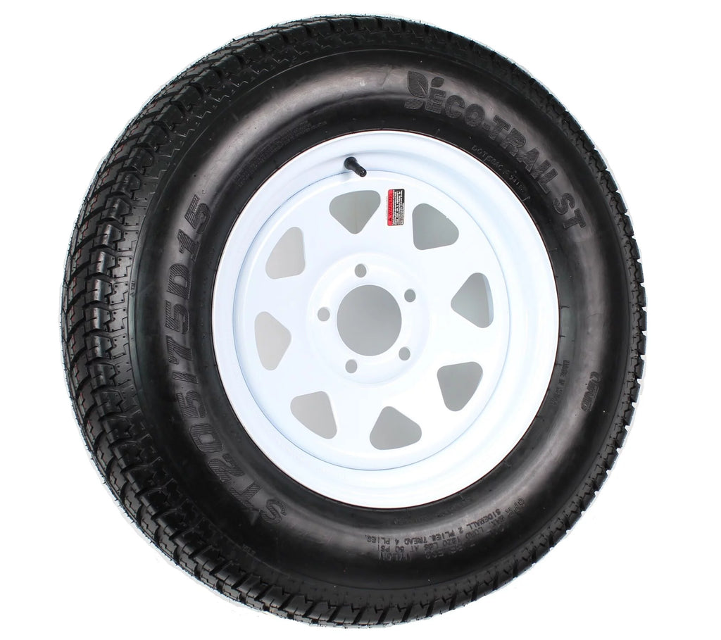 ST205/75D15 Trailer Tire On Rim with White Spoke Wheel O998