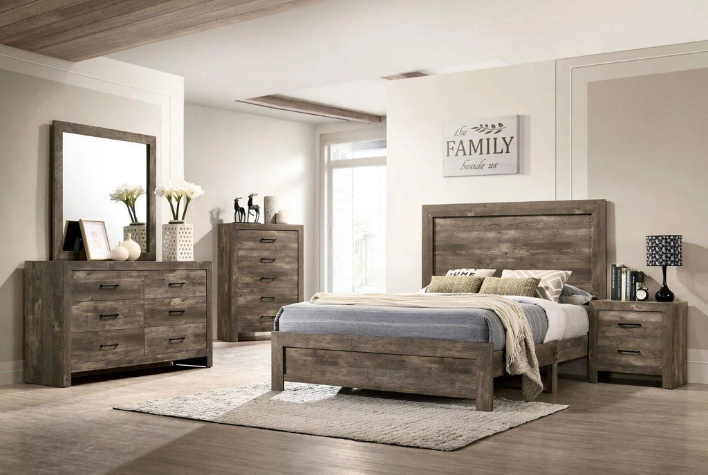 Natural Tone Wood King Bedroom Set 5pcs C9358