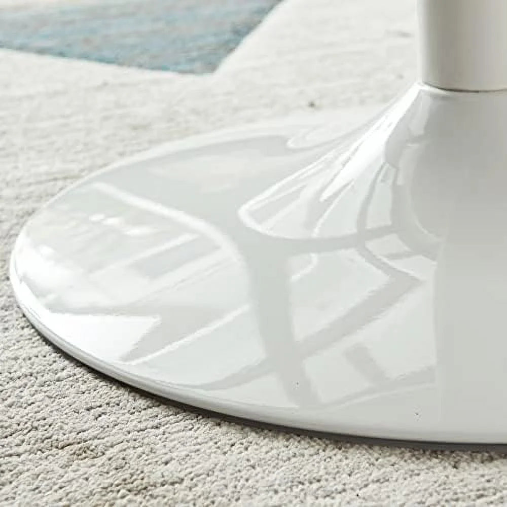 White Round Dining Table with Faux Marble Top H4794