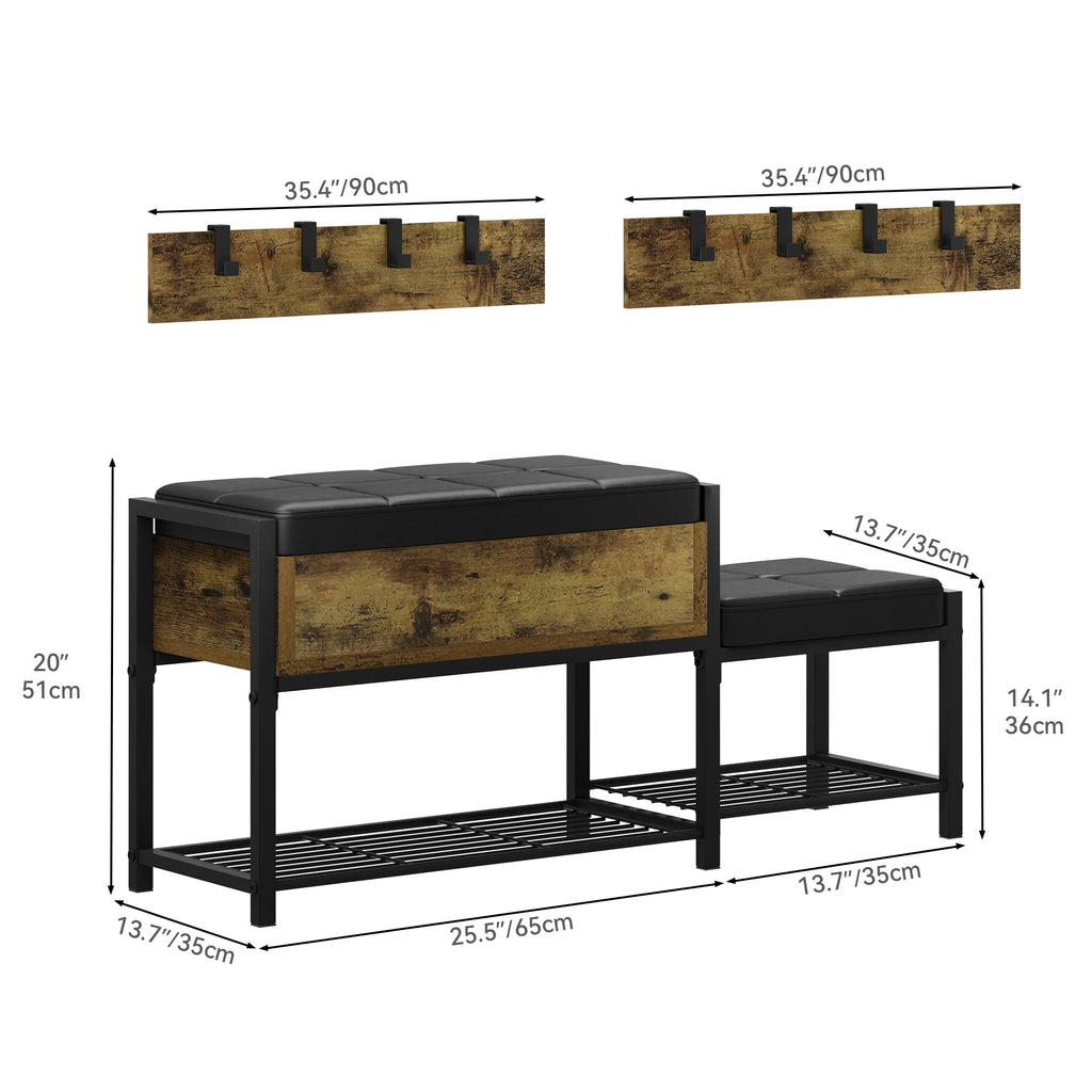 Entryway Bench with Coat Rack and Shoe Storage N293072