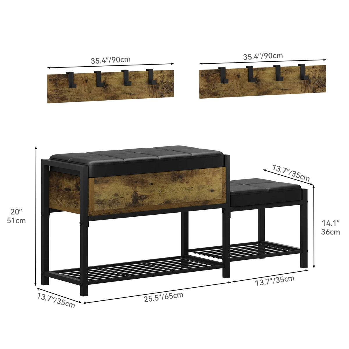 Entryway Bench with Coat Rack and Shoe Storage N293072