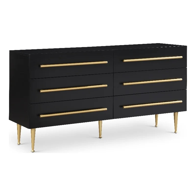 Black Dresser with Gold Metal Legs and Handle V45028