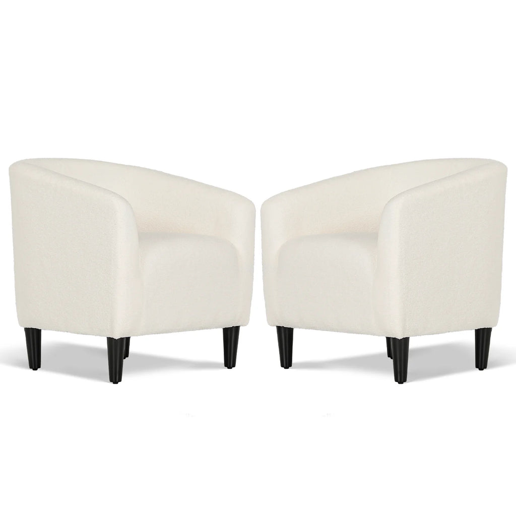 Cream Sherpa Upholstered Barrel Accent Chair N6589