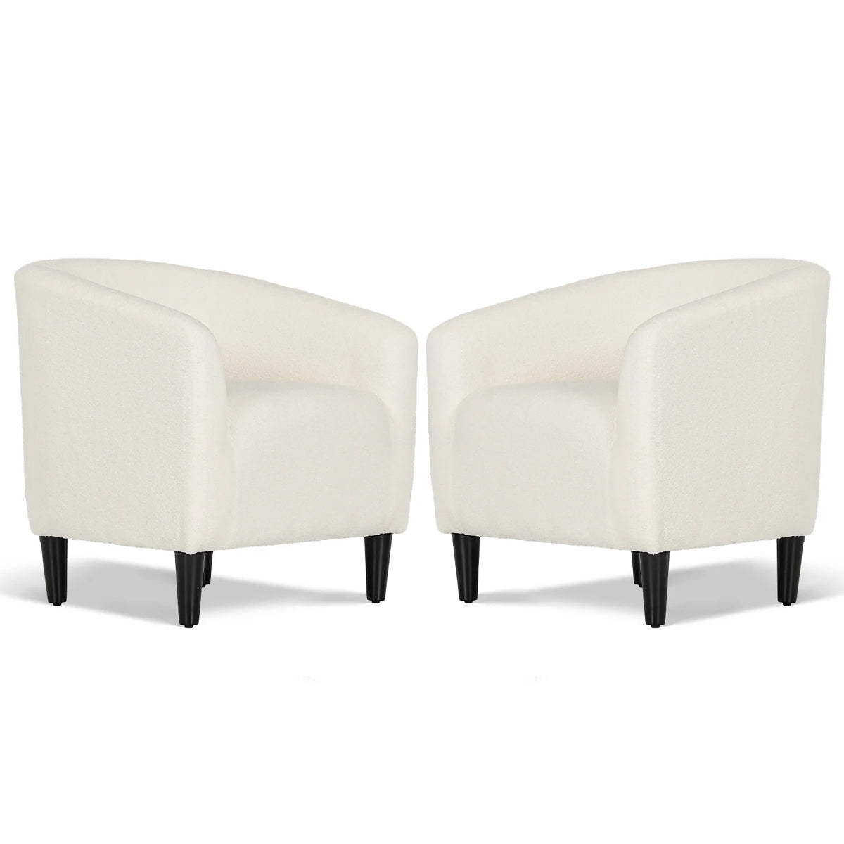 Cream Sherpa Upholstered Barrel Accent Chair N6589