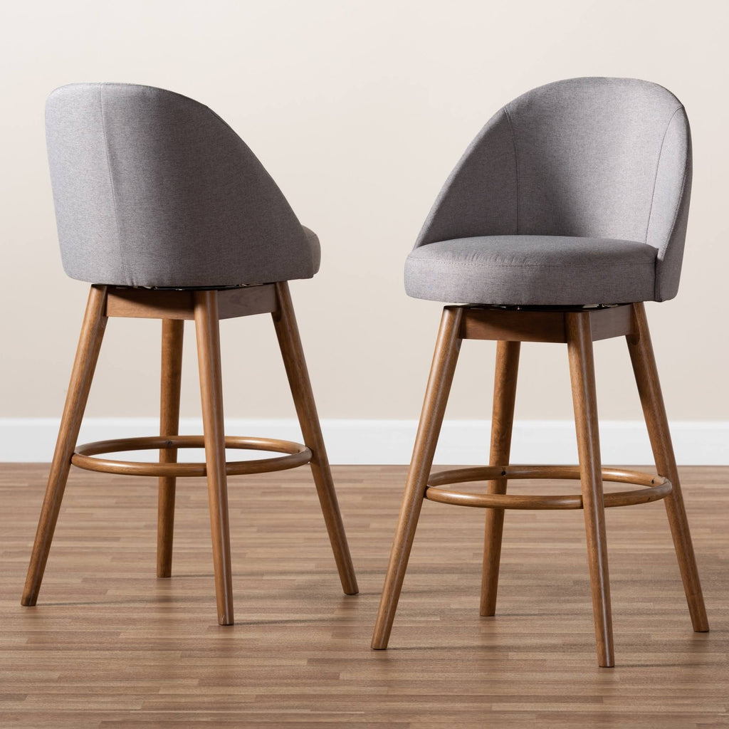 Beige Swivel 2-Piece Bar Stool Set A97808