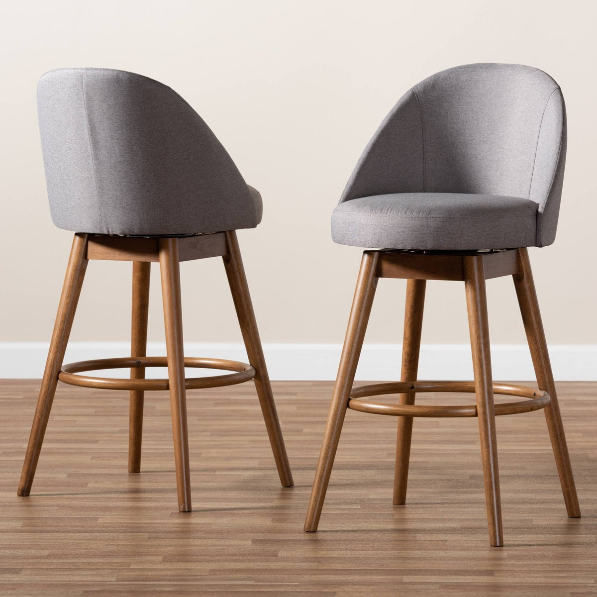 Beige Swivel 2-Piece Bar Stool Set A97808