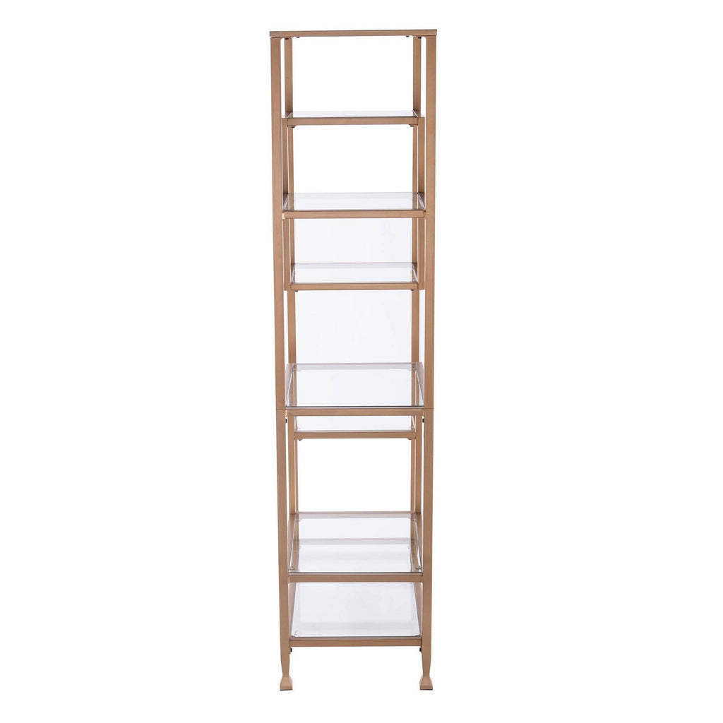 Gold Metal Glass Etagere Bookcase I7682
