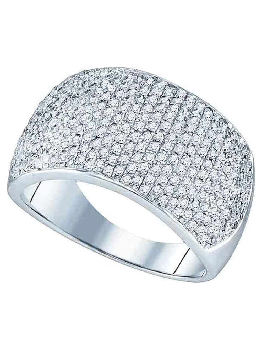 10kt White Gold Diamond Pave Band Ring 1 Cttw X4632