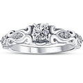 Vintage Diamond Engagement Ring 14K White Gold H100