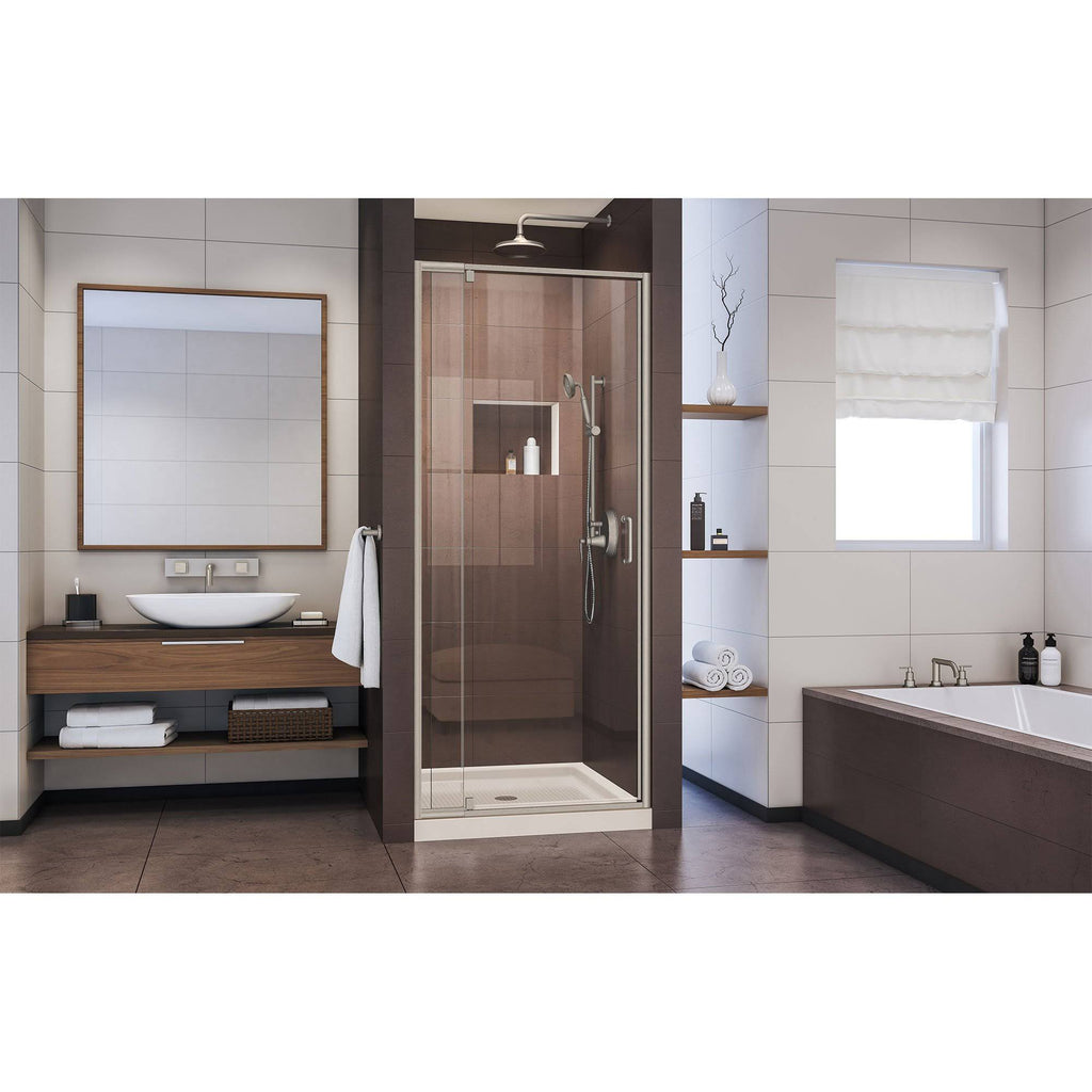 Semi-Frameless Pivot Shower Door in Brushed Nickel C85080
