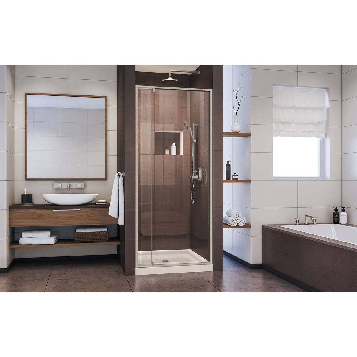 Semi-Frameless Pivot Shower Door in Brushed Nickel C85080