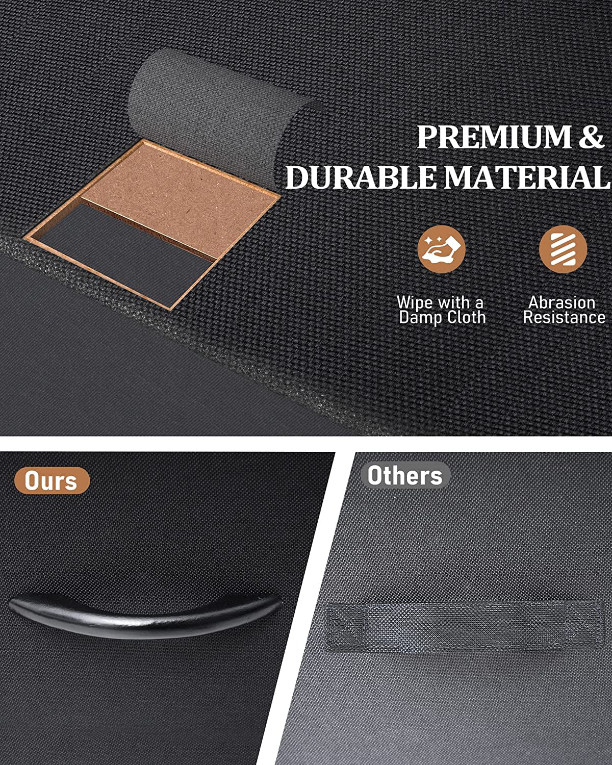Black 6 Drawer Fabric Dresser N4040