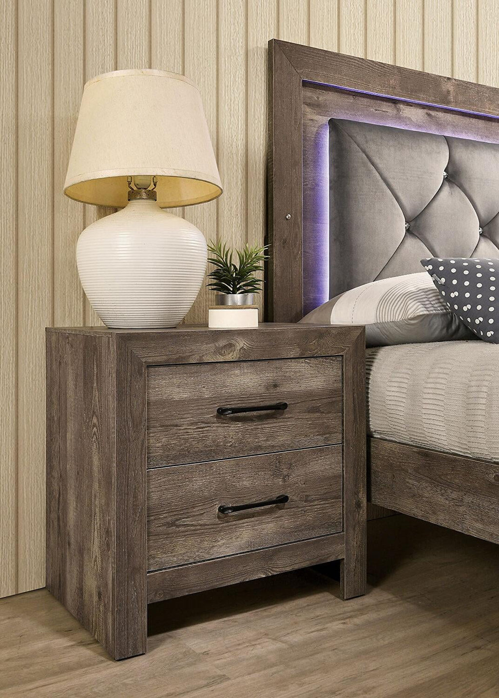 Natural Tone Wood King Bedroom Set 5pcs C9358