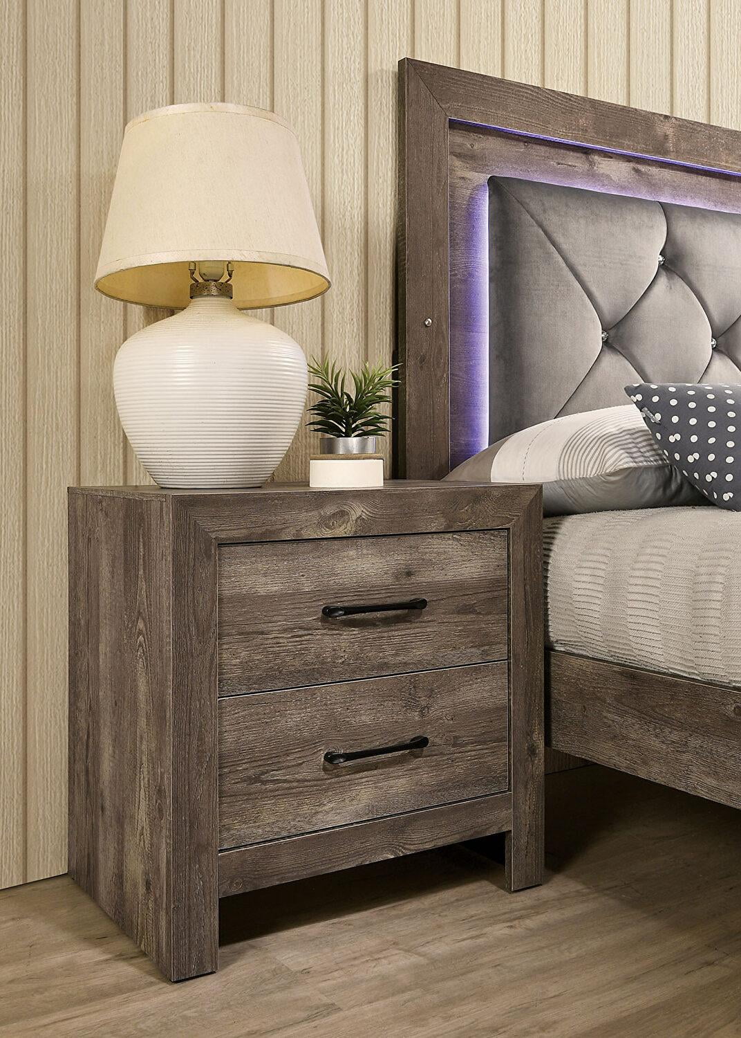 Natural Tone Wood King Bedroom Set 5pcs C9358