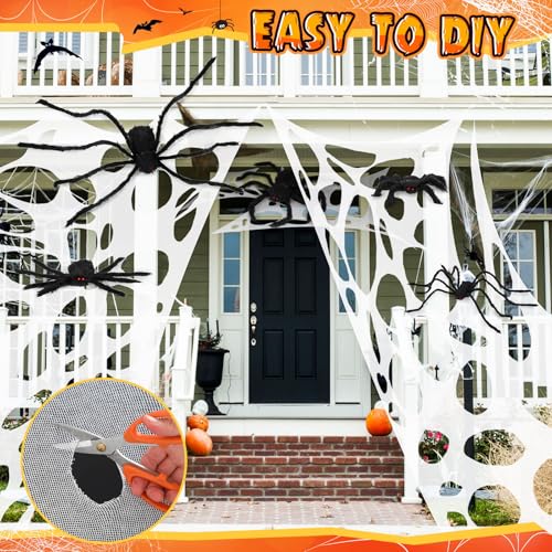 8 Pcs Giant Spider with Stretchy Netting Spiderweb Set L97178