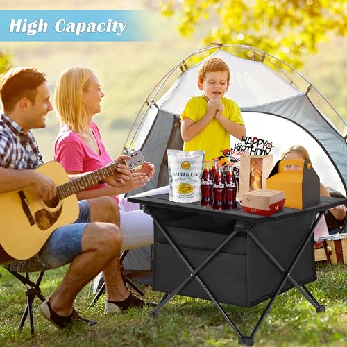 Portable Folding Aluminum Alloy Camping Table with Storage and Carry Bag P8188