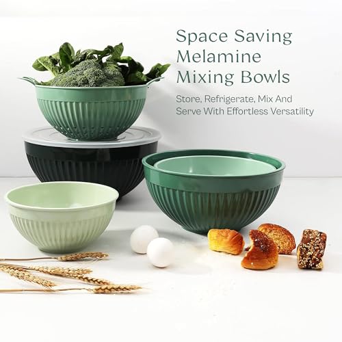 Navy 5 Piece Melamine Mixing Bowl Set with Lids and Colander H8117