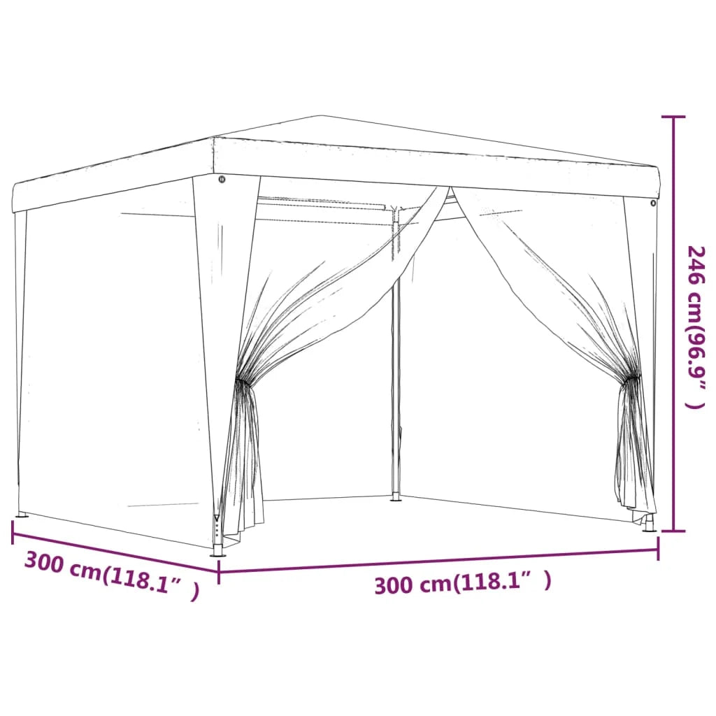 Party Tent with 4 Mesh Sidewalls Red 9.8'x9.8' HDPE M807307