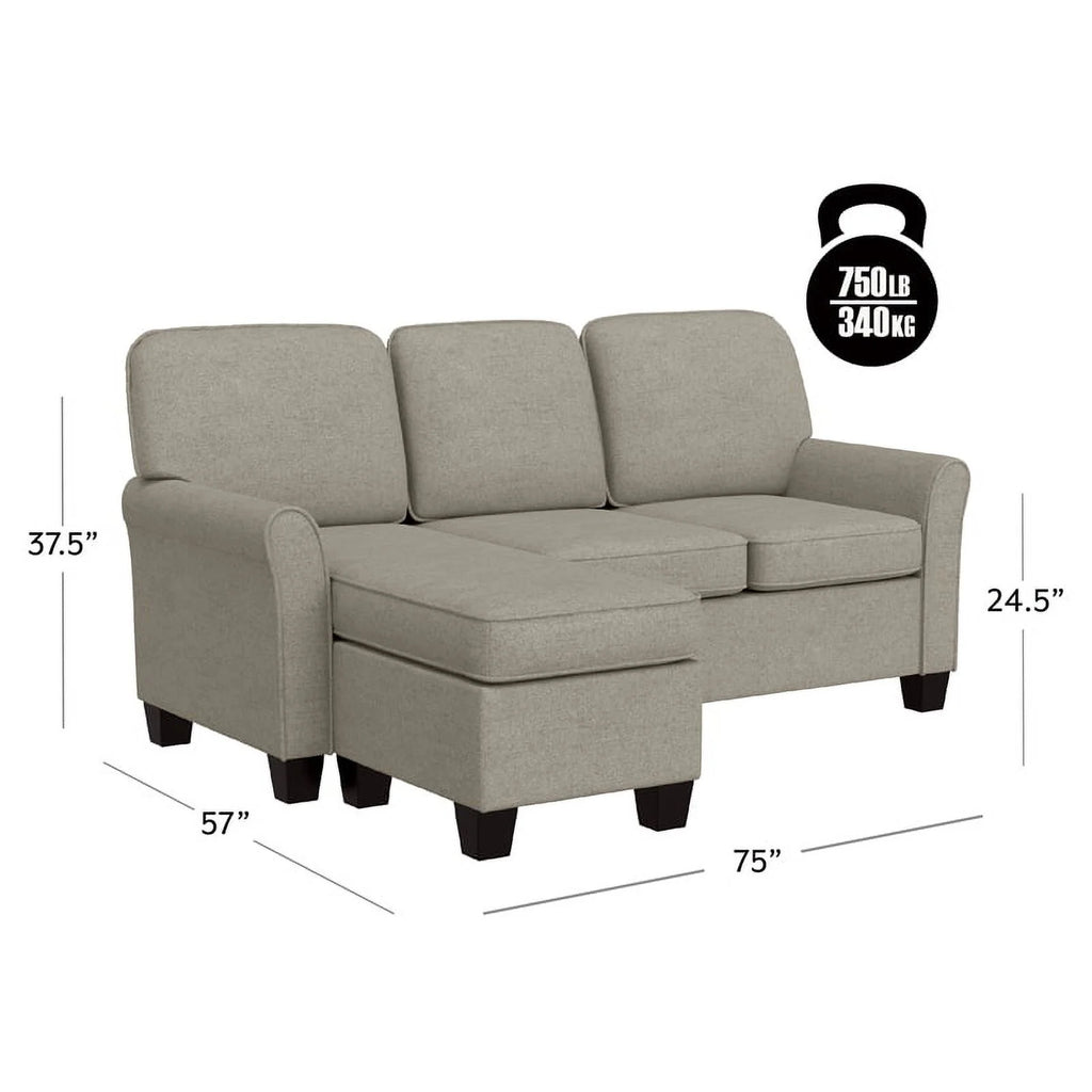 Reversible Sectional Chaise Greige Brown Fabric D771