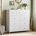 9 Drawer Fabric Dresser with Leather Finish R935596