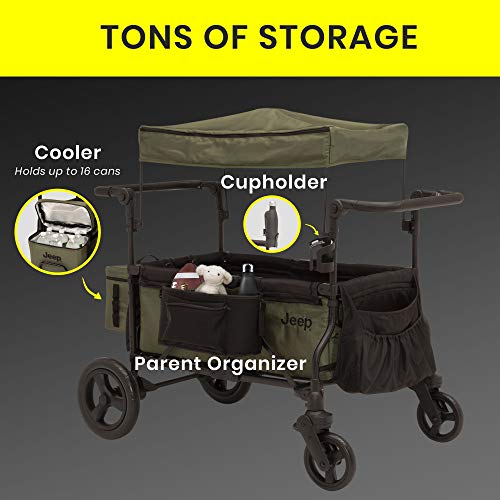 Black/Green Stroller Wagon with Cooler Bag and Parent Organizer J394622