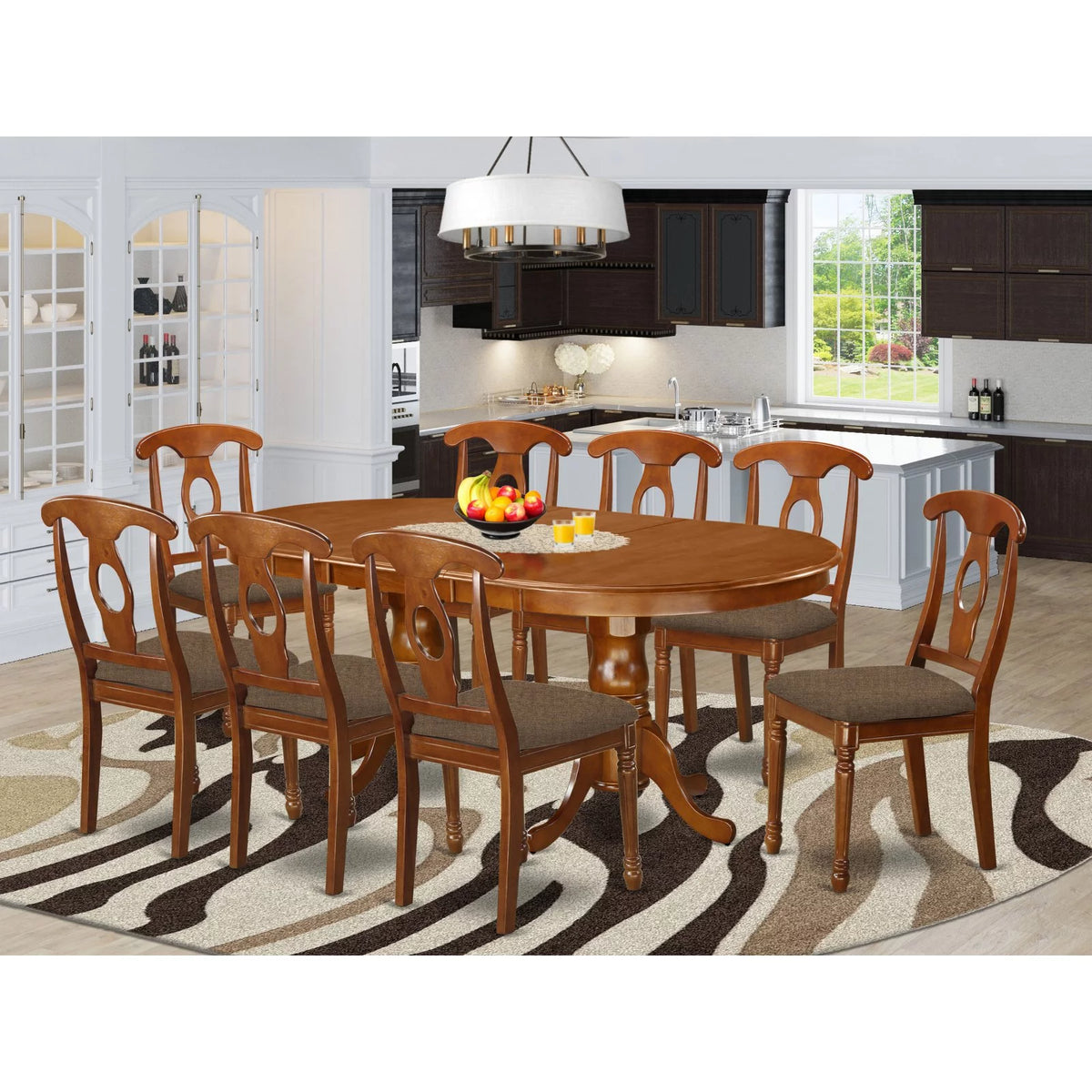 Black Cherry 9 Piece Oval Wood Dining Room Set Q1476