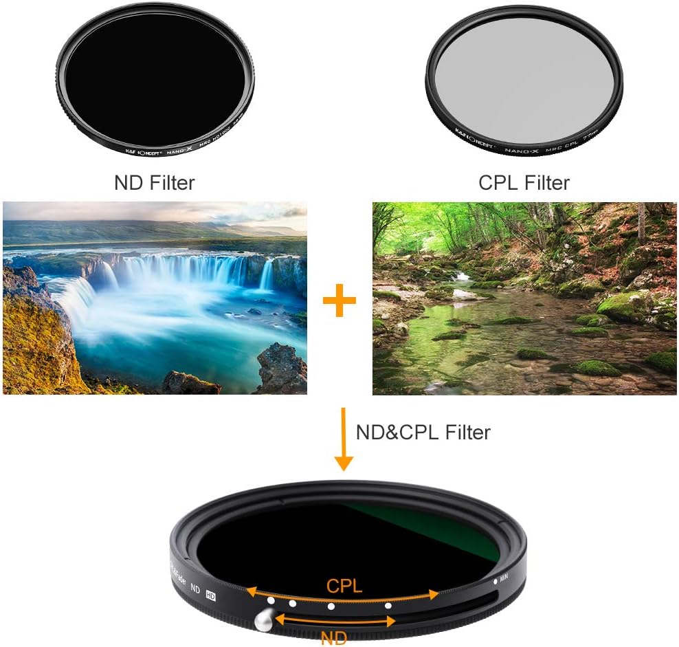 67mm Variable Fader ND2-ND32 ND Filter and CPL Circular Polarizing Filter 2 in 1 W13238