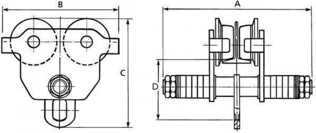 1 Ton Push Beam Trolley L165