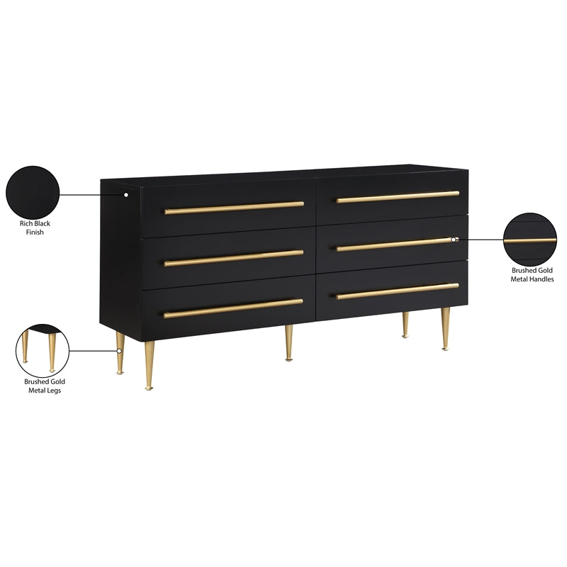 Black Dresser with Gold Metal Legs and Handle V45028