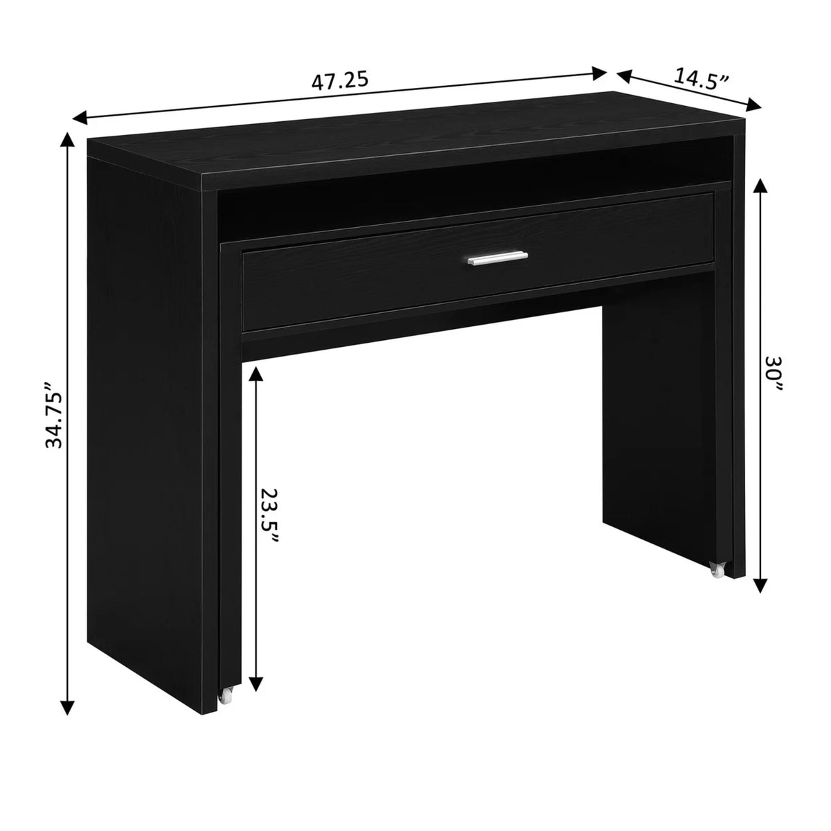 Black Console Desk with Drawer and Riser Y6887
