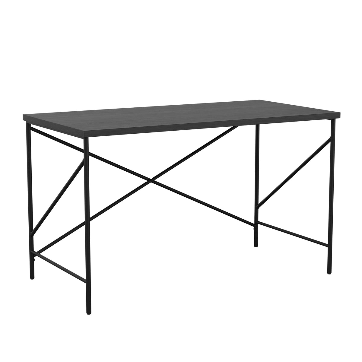 Black Wood Grain Parsons Desk with Metal X-Frame V424619