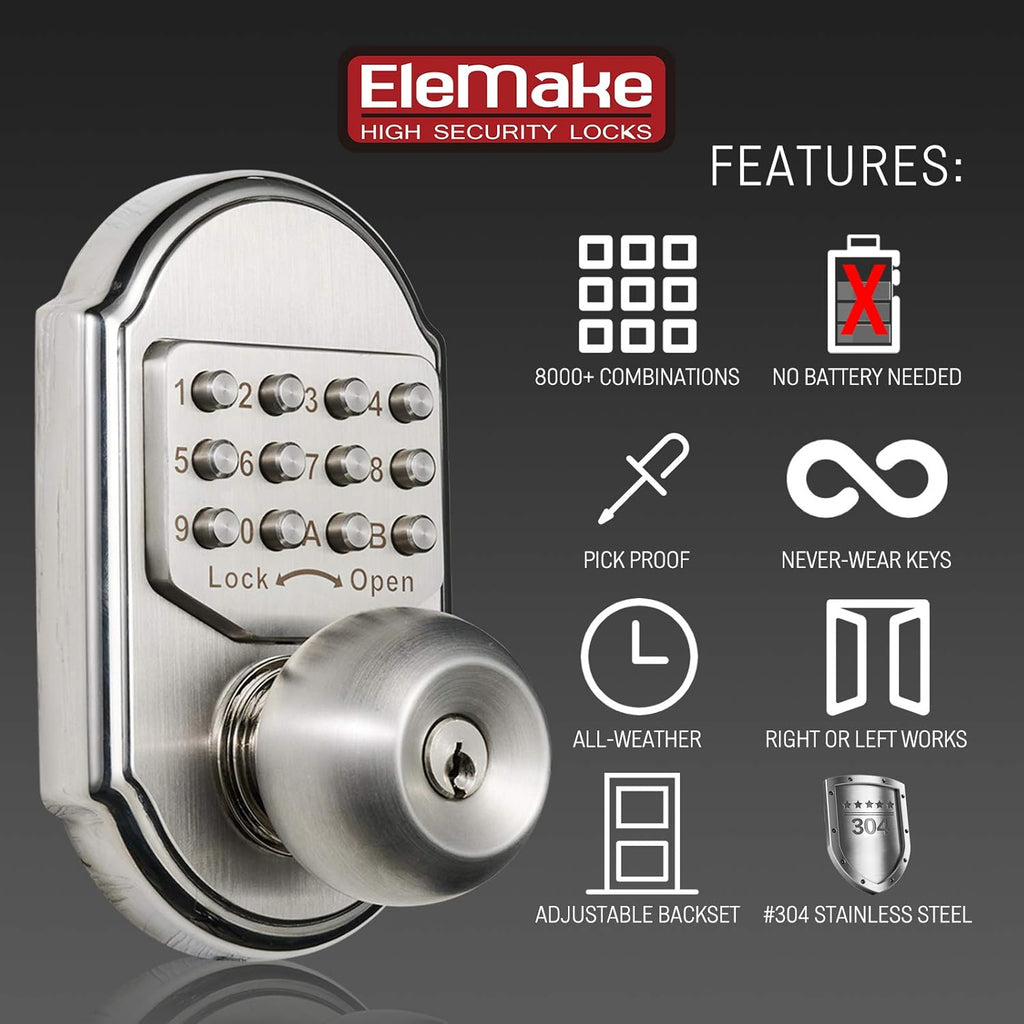 Keyless Entry Deadbolt Stainless Steel Digital Code Keypad Door Knob Weatherproof Pack of 2 L9812