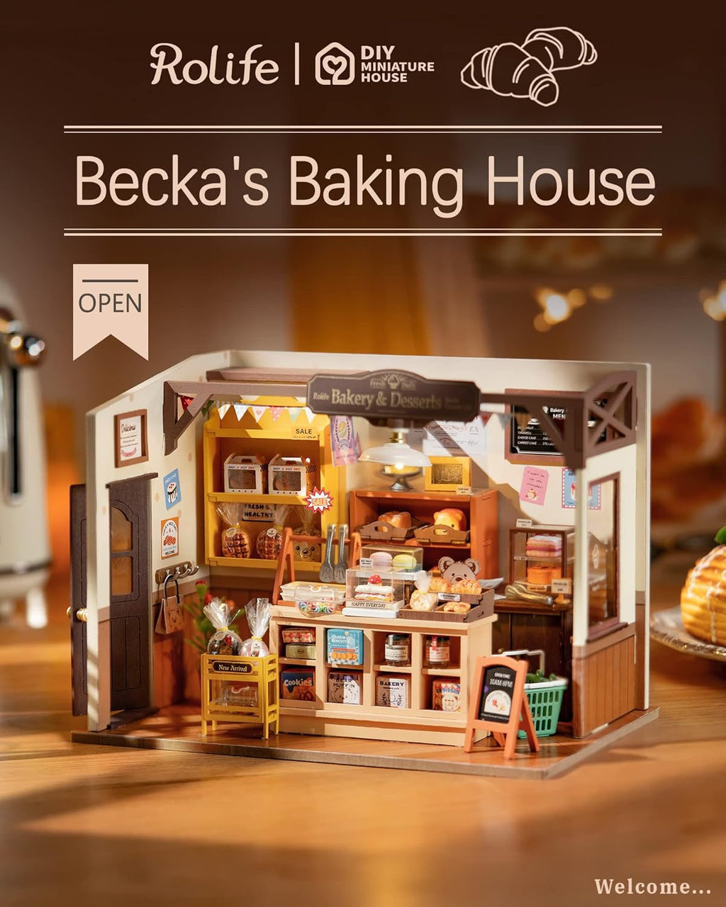 Miniature Dollhouse Kit with LED Lights A64475