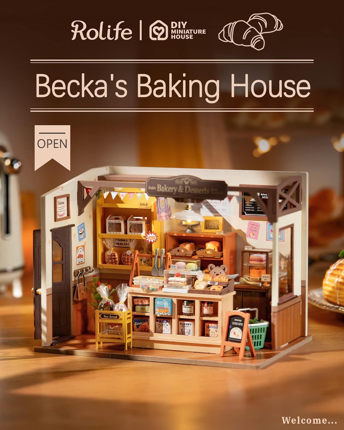 Miniature Dollhouse Kit with LED Lights A64475
