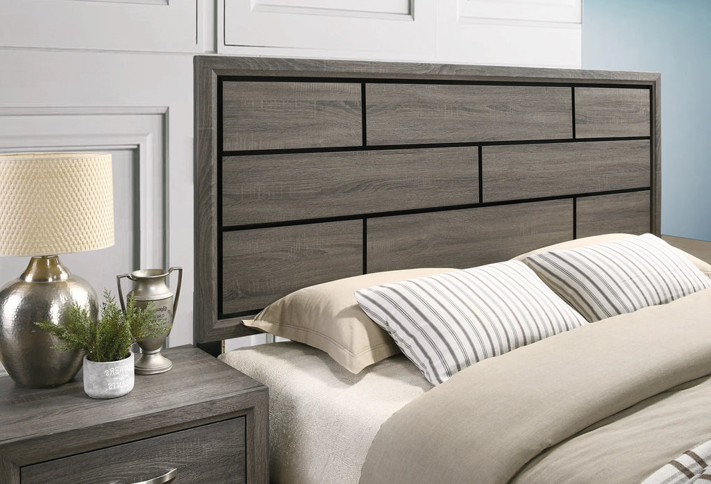 King Size Wood Bedroom Set with Bed Dresser Mirror Nightstand Chest A225856