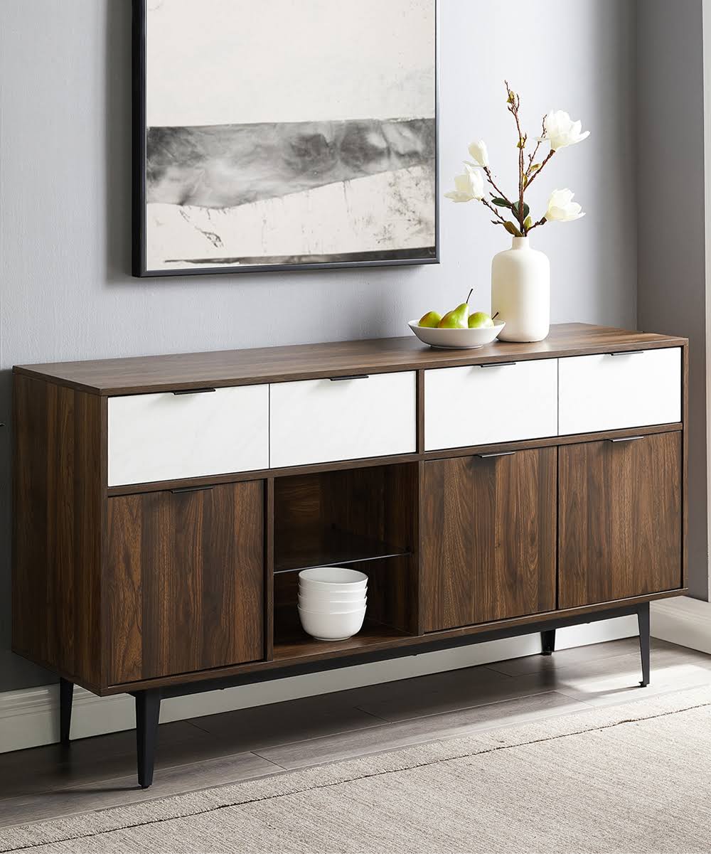 Faux White Marble 2 Drawer Sideboard Z61788
