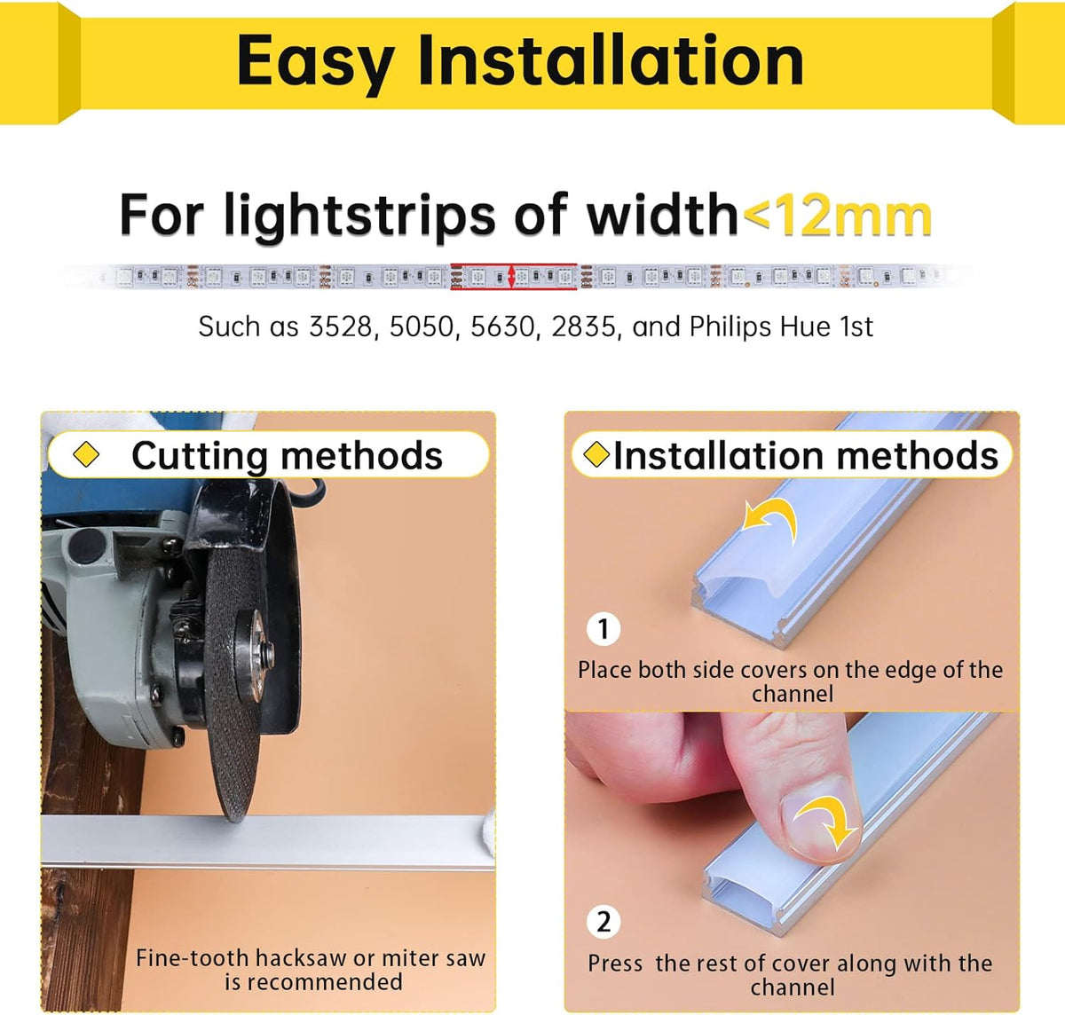 15Pack 3.3FT/1M LED Channel System with Milky White Cover Lens, Silver Aluminum Extrusion Profile Housing Track for Strip Tape Light, U Shape, Pack of 2 Y37331