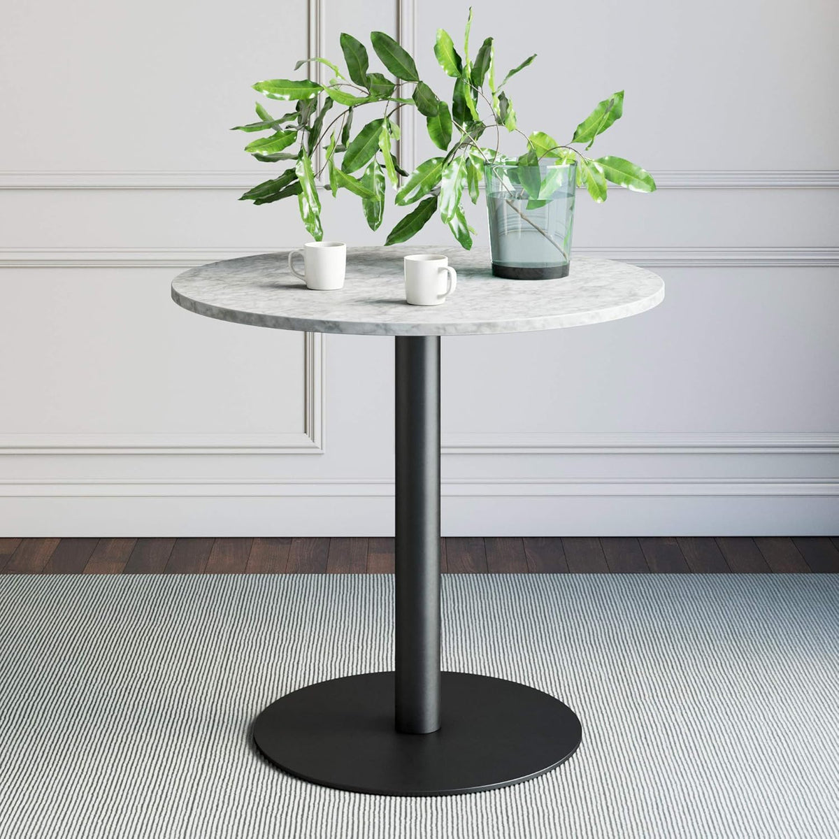 Small Mid-Century Modern Kitchen or Dining Table with Faux Carrara Marble Top O419