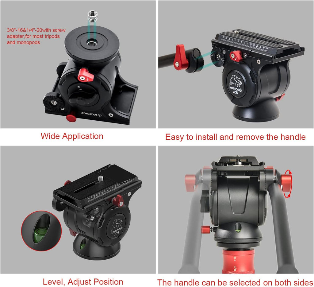 Komodo K5 Tripod Fluid Head with Quick Release Plate V797