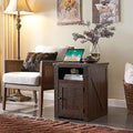 20" Farmhouse Wood End Table with Charging Station I5456