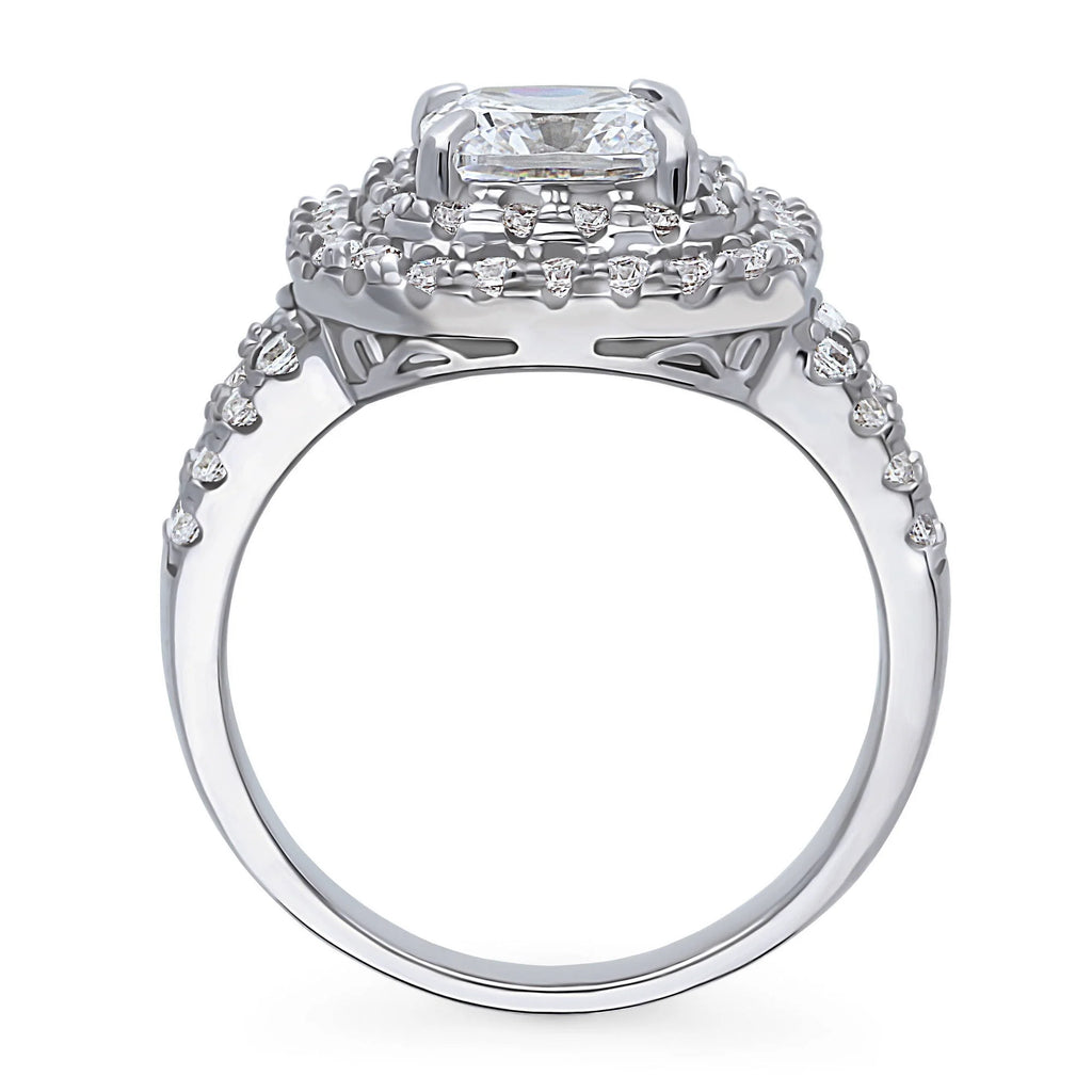 Sterling Silver Cushion Cut Cubic Zirconia Split Shank Ring B386