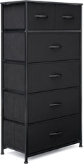Black 6 Drawer Fabric Dresser N4040