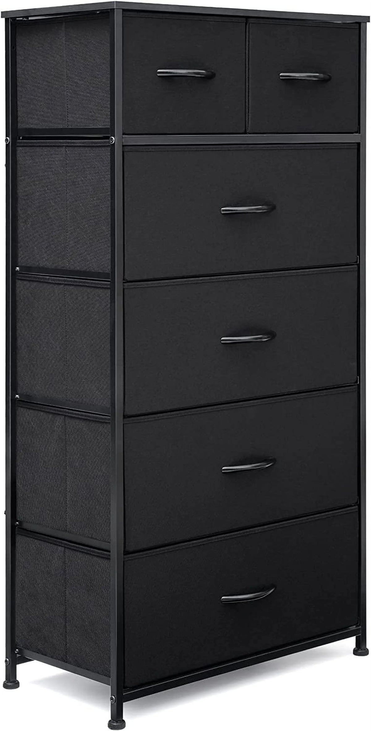 Black 6 Drawer Fabric Dresser N4040