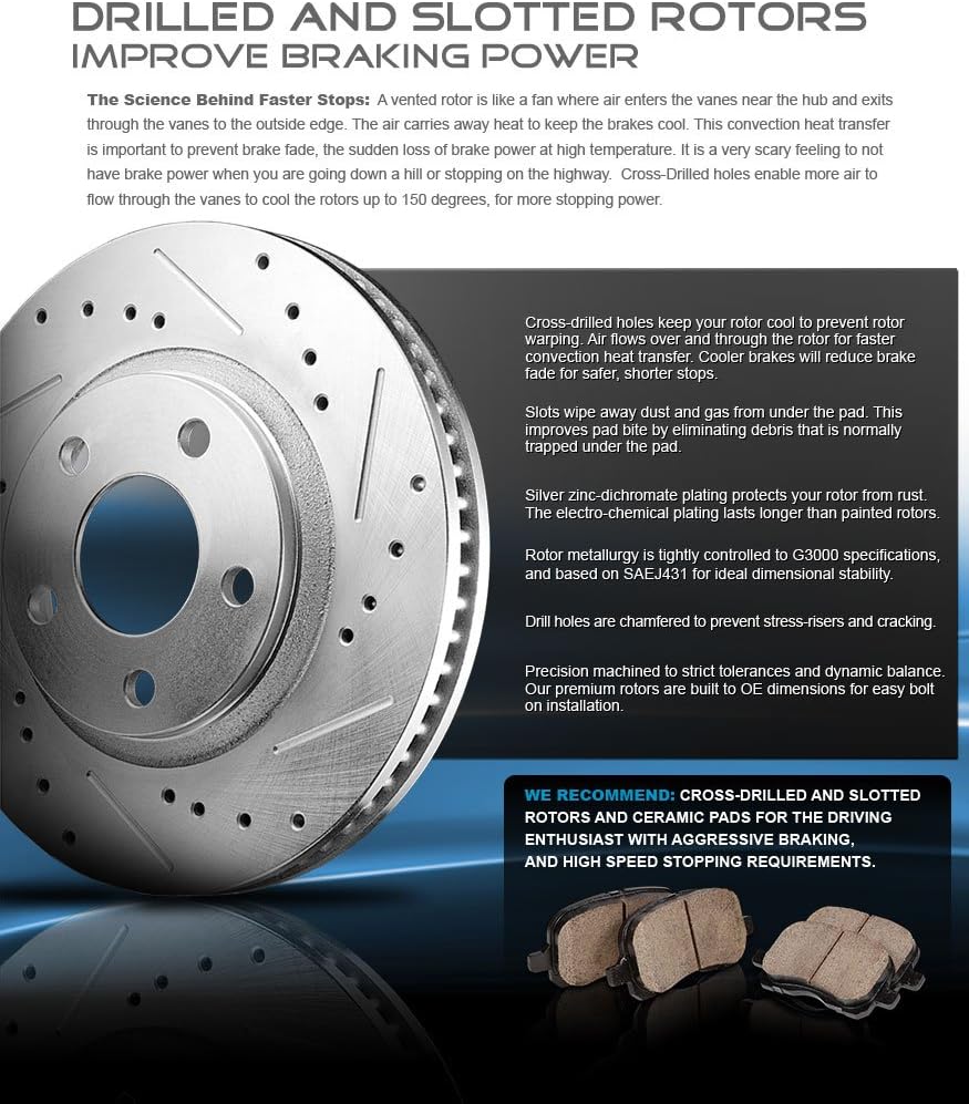 Powder Coated Red Calipers, Black Powder Coated Rotors, Ceramic Brake Pads T756751